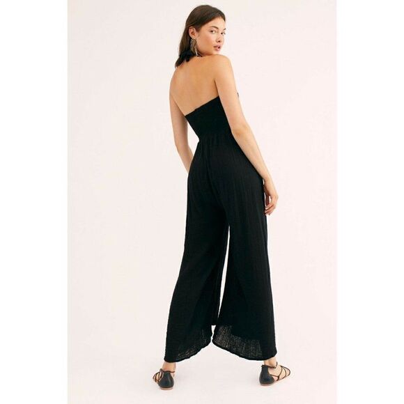 NEW FREE PEOPLE JEN’S PIRATE BOOTY Sz XS SUNSET PARK GAUZE WIDE LEG JUMPSUIT - Picture 3 of 3